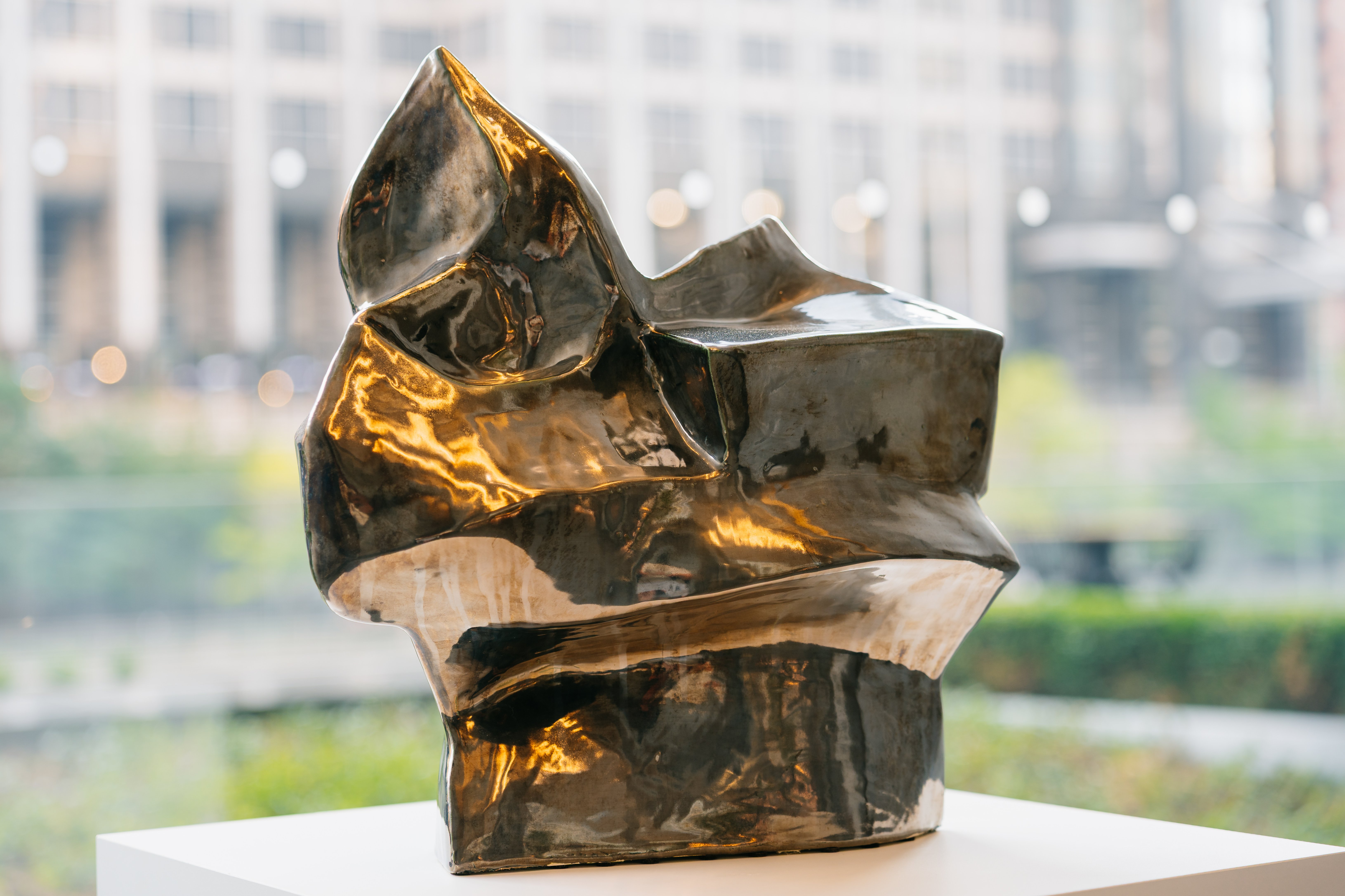 gold lobby sculpture